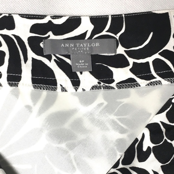 Ann Taylor silk cotton skirt black white 6P - Picture 3 of 4